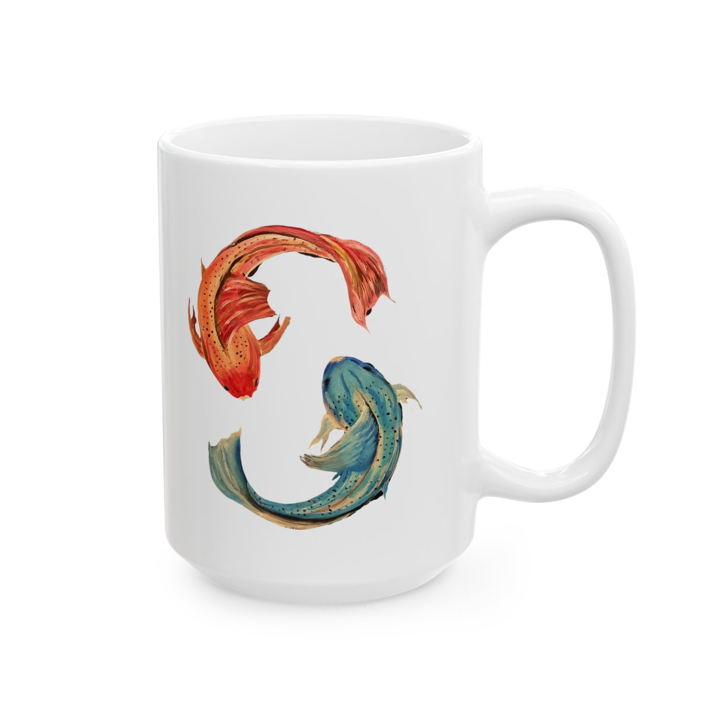 Fire & Ice Fishes Ceramic Mug, (11oz, 15oz)