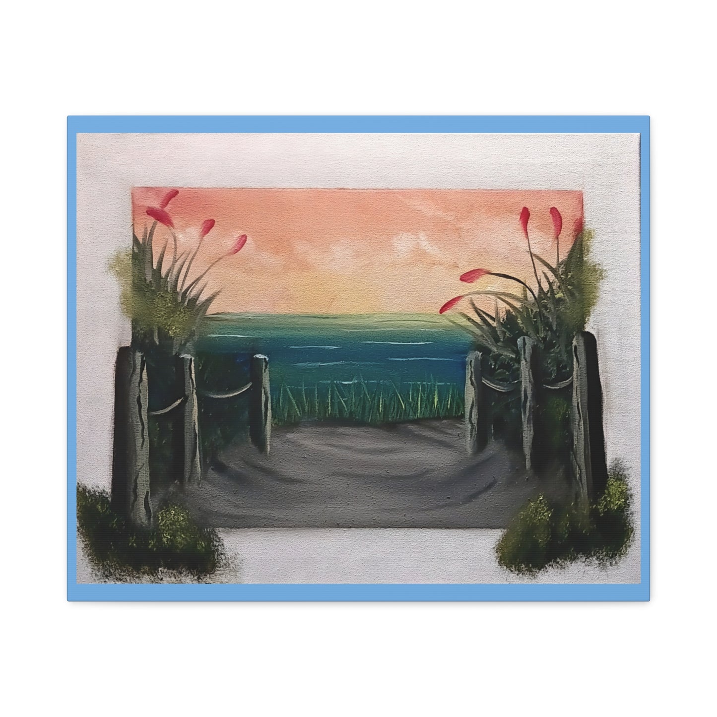 Coastal Pathway Matte Canvas Wall Art — Sunset Beach Scene, Stretched 1.25"