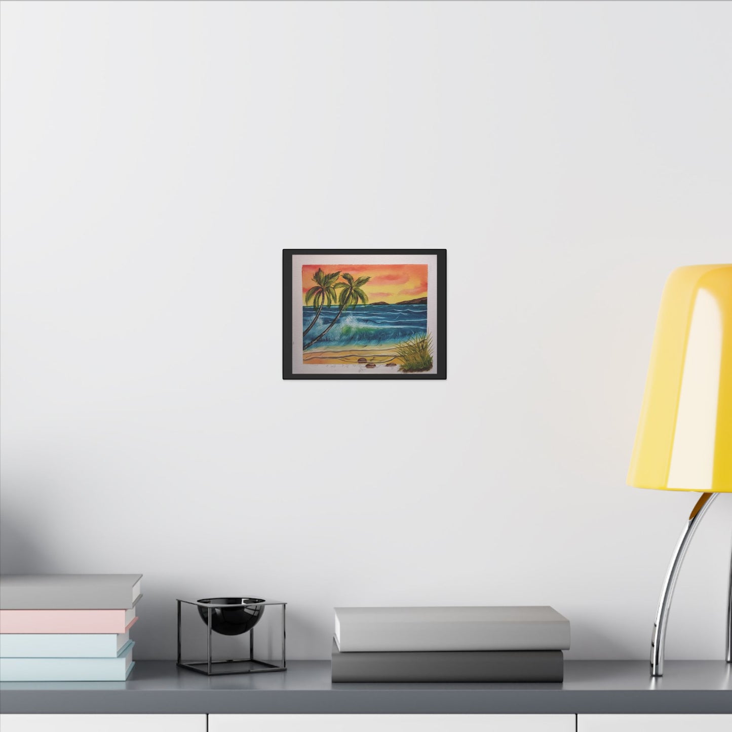 Tropical Sunset Beach Canvas Print — Palm Trees & Ocean Waves Matte Stretched Art