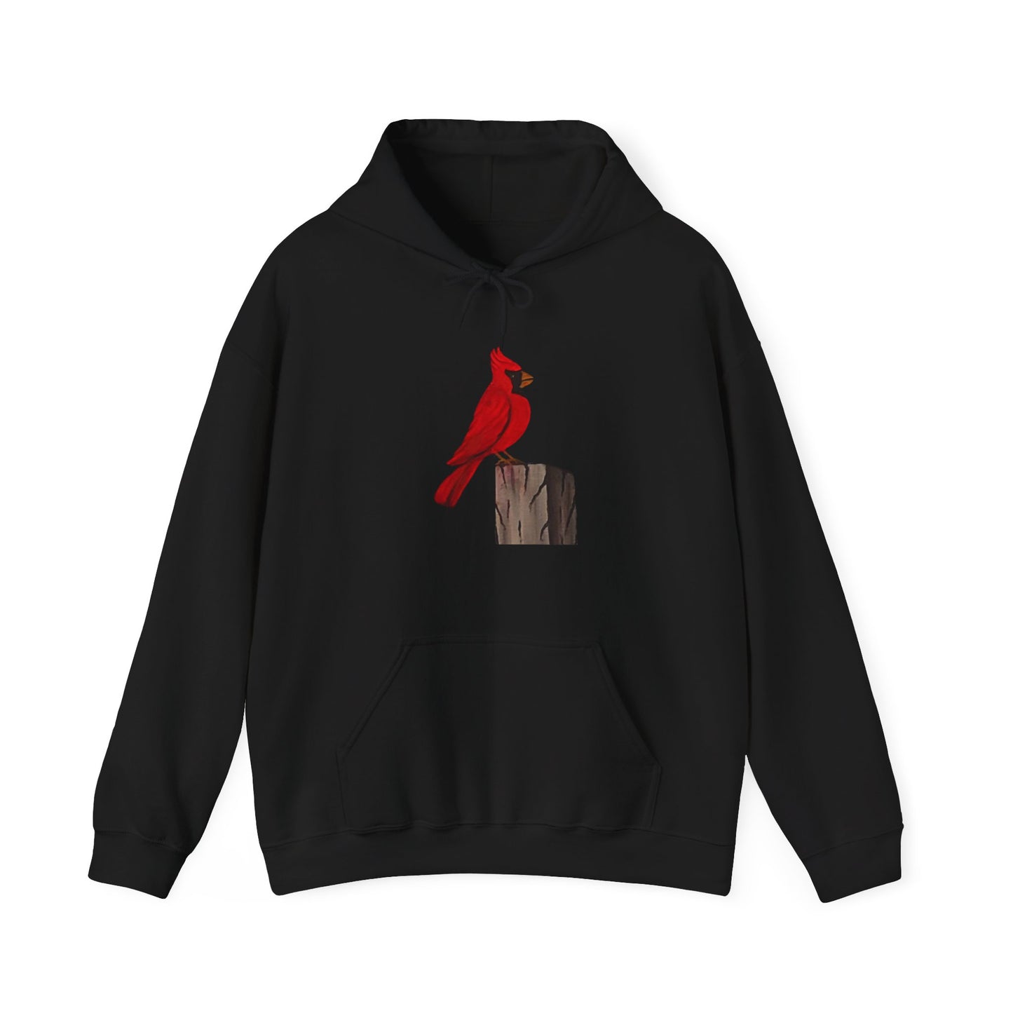 Cardinal on a post Unisex Heavy Blend™ Hooded Sweatshirt