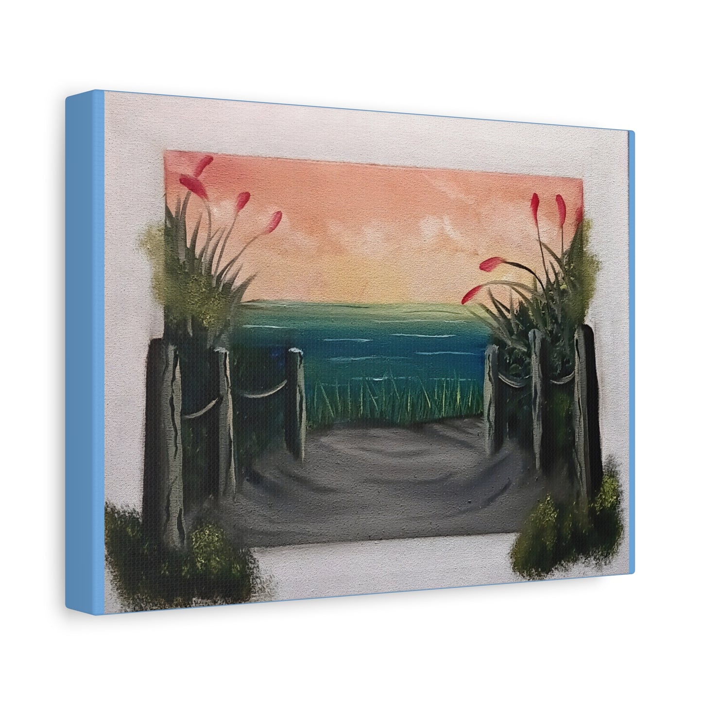 Coastal Pathway Matte Canvas Wall Art — Sunset Beach Scene, Stretched 1.25"