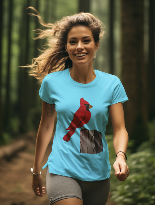 Cardinal on a post Unisex Heavy Cotton Tee