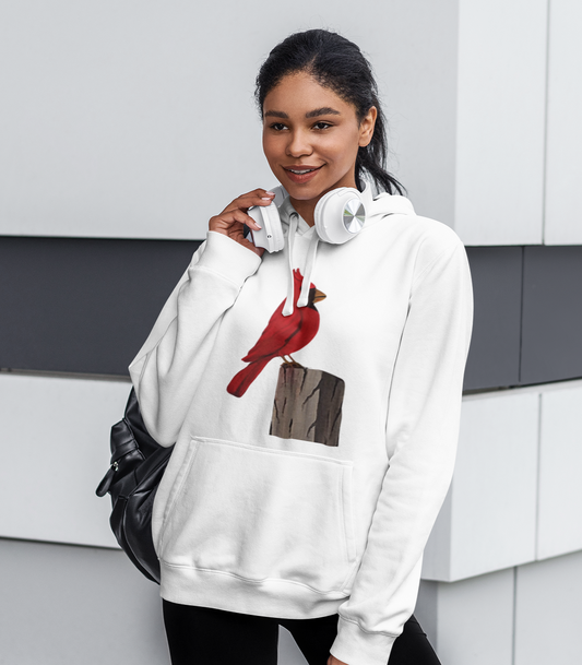 Cardinal on a post Unisex Heavy Blend™ Hooded Sweatshirt